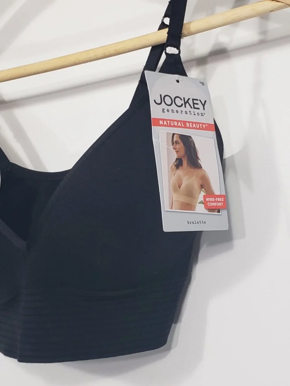 NWT  Jockey  Black Bralette  Medium  Adjustable Straps